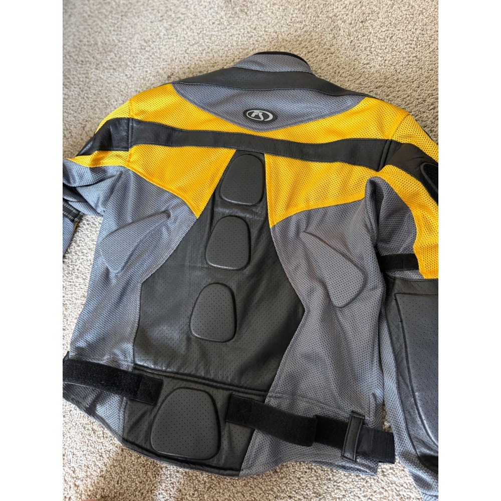 Fieldsheer High Temp Leather Mesh Motorcycle Jacket black yellow men size 12/14 - Picture 3 of 15